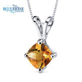 14 Karat White Gold Pendant with One 6mm Square Cushion Cut 1.00 Carat